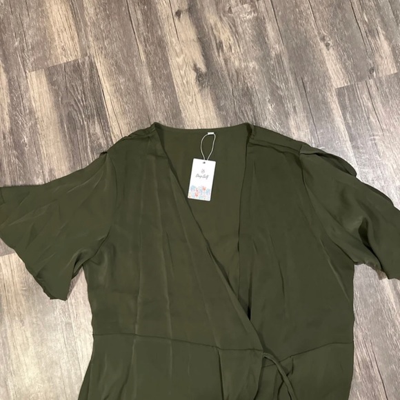 Deep Self Womens V Neck Short Sleeve Split Wrap Maxi Dress Waist - Picture 10 of 10